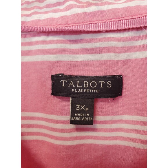 Talbots Plus Petite Pink Striped Button-Up Shirt Size 3XP - Picture 3 of 5
